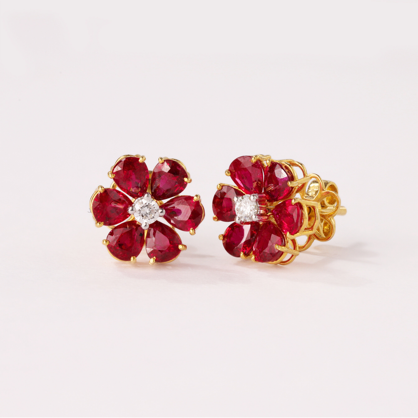 Fleur Ruby Diamond Earrings