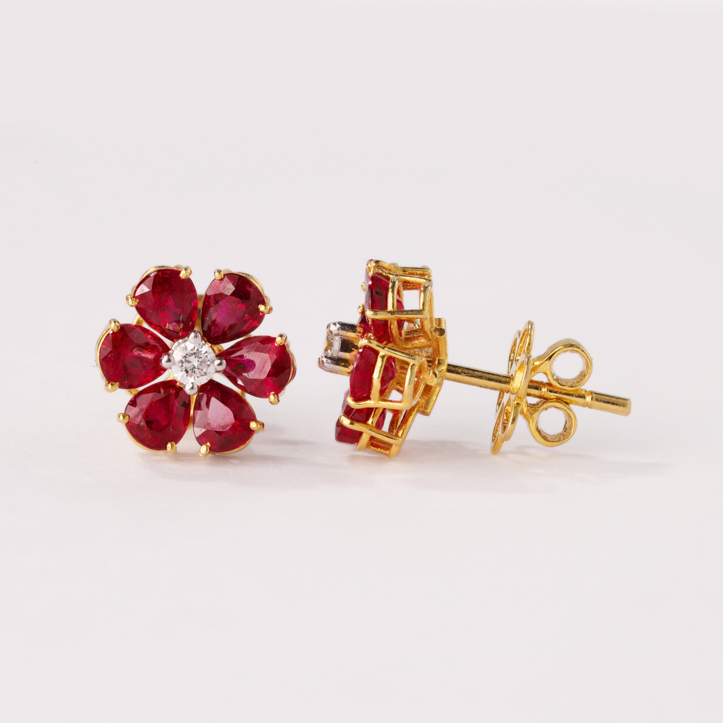 Fleur Ruby Diamond Earrings