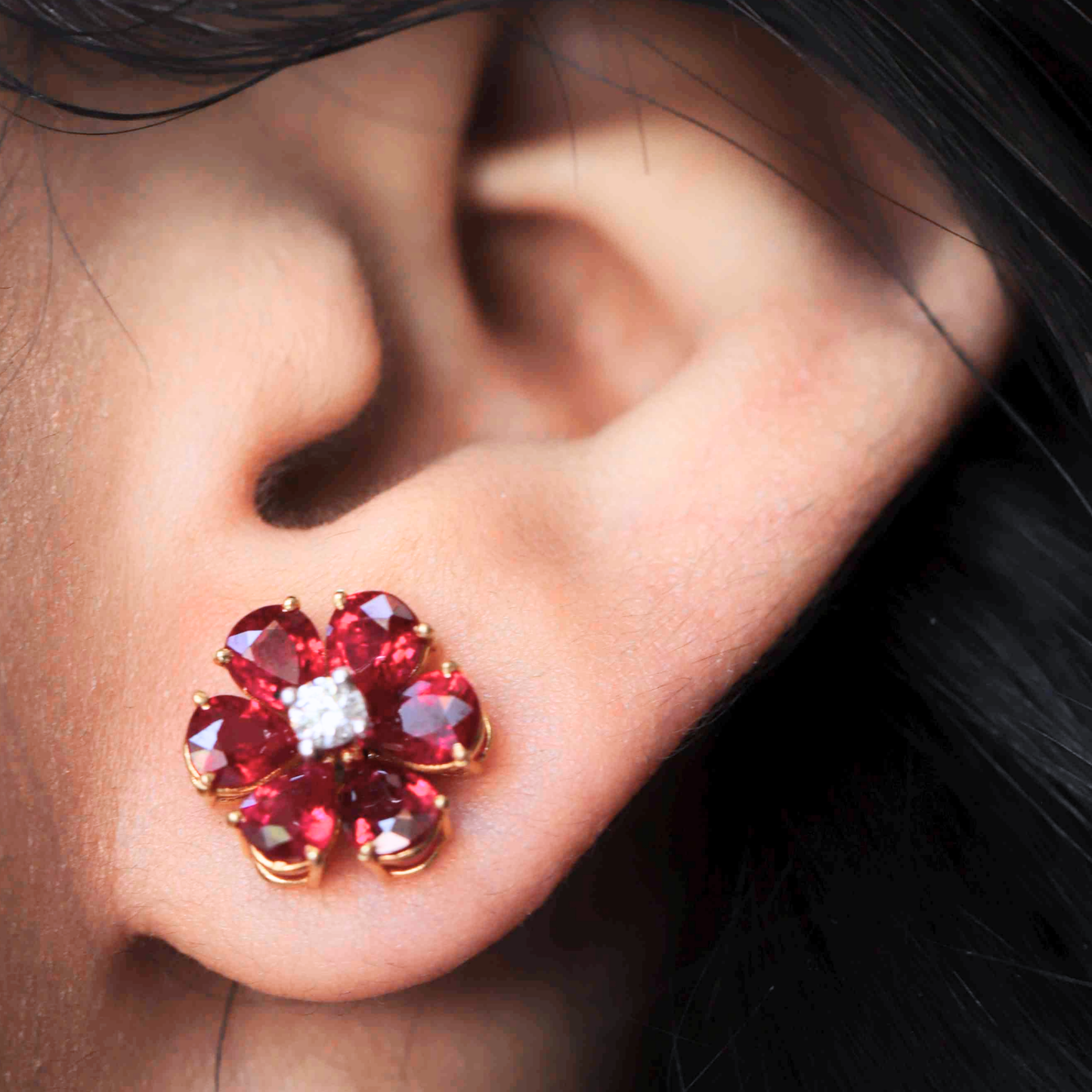 Fleur Ruby Diamond Earrings