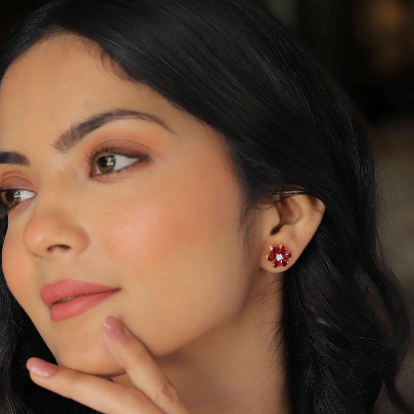 Fleur Ruby Diamond Earrings