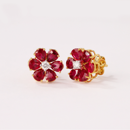Fleur Ruby Diamond Earrings
