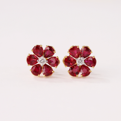 Fleur Ruby Diamond Earrings